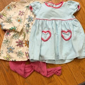 Angel Dear flower and Squiggles Blue and white  striped Kids Matching Set